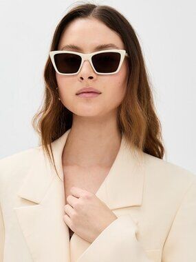 YSL White Mica Thin Sunglasses